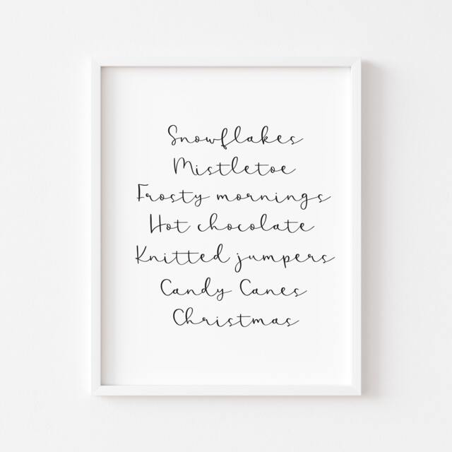 Christmas Wall Art Print Holiday Favourites, Simplistic Design - Unframed - image 1