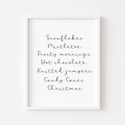 Christmas Wall Art Print Holiday Favourites, Simplistic Design - Unframed - thumbnail 1