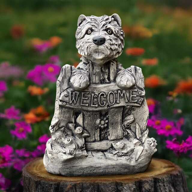 Stone Westie Dog Sculpture Concrete Yorkshire Terrier Statue Cement Ornament Handmade Yorkie Decoration Front Door Figurine Lover Gift - image 1