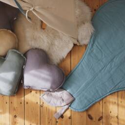Grey Heart Muslin Pillow, Decorative Children's Kids Room Decor, Baby Pillow Star Grey - thumbnail 2