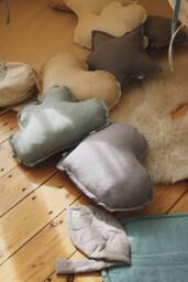 Grey Heart Muslin Pillow, Decorative Children's Kids Room Decor, Baby Pillow Star Grey - thumbnail 1