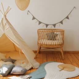 Grey Heart Muslin Pillow, Decorative Children's Kids Room Decor, Baby Pillow Star Grey - thumbnail 4