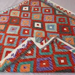4'2x6'5 Ft Kilim Area Rug, Flatweave Afghan Handmade Wool Carpet, Red Orange Blue Beige , Rugs For Bedroom, Living Room Rug 4x6 - thumbnail 4