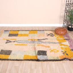 Vintage Yellow Boujaad Rug, Authentic Moroccan Rug 5x7 Ft - thumbnail 2