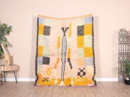 Vintage Yellow Boujaad Rug, Authentic Moroccan Rug 5x7 Ft - thumbnail 1