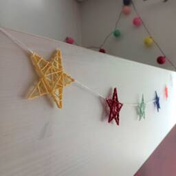 star Garland For Children's Rooms in Cheerful Colors, Handmade Alsace - thumbnail 2