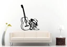 Acoustical Music Guitar Country Cowboy Hat Boots Wall Decal Vinyl Sticker Mural Room Decor L1238 - thumbnail 1