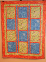 "Handmade Olaf Throw Quilt Blue & Orange Youth Quilt - 50"" X 64"