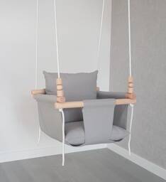 Cozy Baby Swing Beech Wood, Cotton Canvas, Modern Nursery Decor