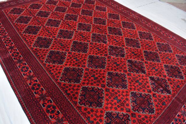 8x12Ft Large Afghan Bokhara Rug 100% Wool Turkmen Rug, Vegetable Dyes, Living Room Carpet - image 1