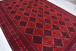 8x12Ft Large Afghan Bokhara Rug 100% Wool Turkmen Rug, Vegetable Dyes, Living Room Carpet - thumbnail 1