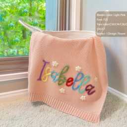 Custom Embroidered Baby Name Blanket - Personalised Newborn Gift For Announcement & Shower - Unique - thumbnail 2