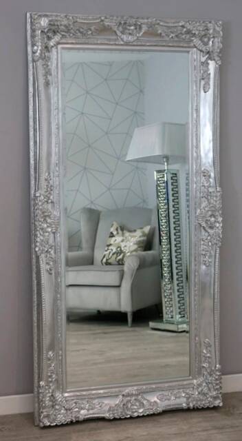 Huge Paris Silver Chrome 100cm X 200cm Leaner Ornate Antique Mirror - Free Standing - image 1