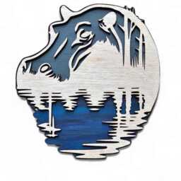 3D Hippo Wall Art - Wooden Safari River Animal Decor Wildlife Home Accent Rustic Laser Cut Sign Handmade Nature Christmas Gift - thumbnail 1