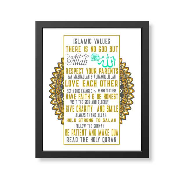 Islamic House Rules Wall Art, Muslim Home Decor, Nikah Gift, Values Print Frame - image 1
