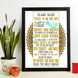 Islamic House Rules Wall Art, Muslim Home Decor, Nikah Gift, Values Print Frame - thumbnail 2