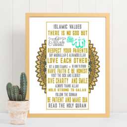 Islamic House Rules Wall Art, Muslim Home Decor, Nikah Gift, Values Print Frame - thumbnail 3