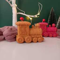 Gingerbread Train Christmas Candle Eco-Friendly Soy & Beeswax, Decor - thumbnail 3