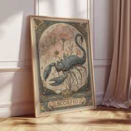 Scorpio Zodiac Poster, Astrology Wall Art Print, Vintage Horoscope Artwork, Star Sign Decor, Mystical Boho Gift - thumbnail 2