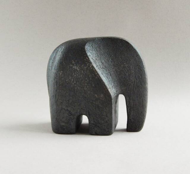 Ceramic Sculpture - Elephant, Elephant Figurine, Collection, African, Art, Ceramics, Animals, Black Raku Ceramics, Home Decor - image 1
