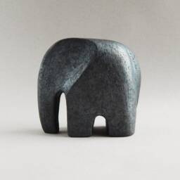 Ceramic Sculpture - Elephant, Elephant Figurine, Collection, African, Art, Ceramics, Animals, Black Raku Ceramics, Home Decor - thumbnail 2