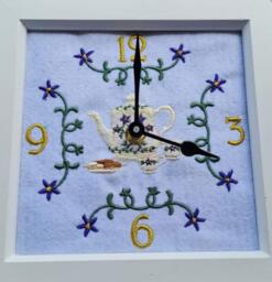 Embroidered Teapot Clock. - Silent - thumbnail 1