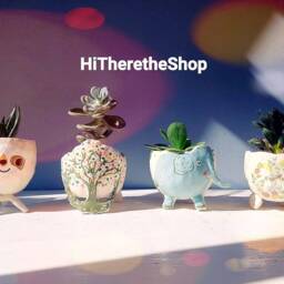 The Very Fun Collection 3 - Handmade Ceramic Plant Pot, Succulent Indoor Outdoor Planter. Tree Of Life, Peace, Sloth, Elephant. Gifts - thumbnail 2