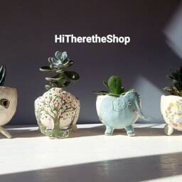 The Very Fun Collection 3 - Handmade Ceramic Plant Pot, Succulent Indoor Outdoor Planter. Tree Of Life, Peace, Sloth, Elephant. Gifts - thumbnail 4