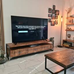Handmade Rustic Tv Stand, Industrial Media Cabinet With Metal Frame - thumbnail 3