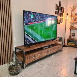 Handmade Rustic Tv Stand, Industrial Media Cabinet With Metal Frame - thumbnail 2