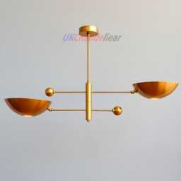 Mid Century Modern 2 Pendant Light- Brass Sputnik Chandelier Lighting Bathroom Stilnovo Style Handmade Ceiling Light Flush Mount Custom Ligh - thumbnail 3