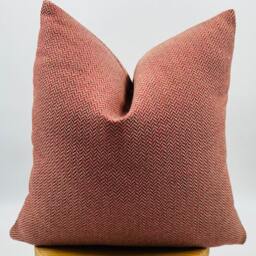 Woven Herringbone Pillow Cover, Red & White Chenille Euro Sham - 20x20 - thumbnail 4