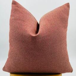 Woven Herringbone Pillow Cover, Red & White Chenille Euro Sham - 20x20 - thumbnail 3