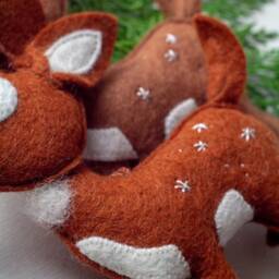 Christmas Tree Decoration. Rudolph The Red-Nosed Reindeer. Art Toy. Ornament. Xmas Handmade Felt Toy - thumbnail 3