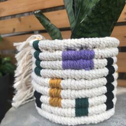 Macrame Planter Mod Colorblock Design - thumbnail 2