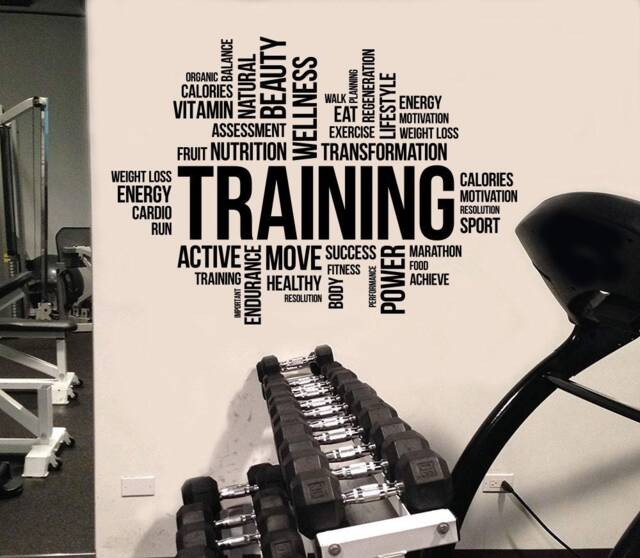 Fitness Word Cloud Motivational Wall Decal Sports Workout Crossfit Inspirational Vinyl Sticker Home Interior Art Locker Room Gym Decor 6Fs - image 1