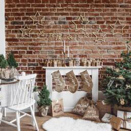 Christmas Socking - Jute Mommy Stocking Natural Brown Hessian Gift Bags Rustic Holiday Decor - thumbnail 2