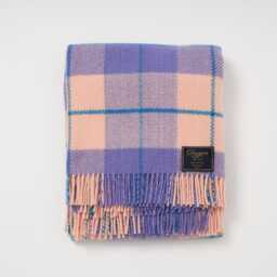 Irish Plaid 100% Wool Throw - Purple/Peach Handcrafted One Size - thumbnail 3