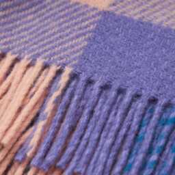 Irish Plaid 100% Wool Throw - Purple/Peach Handcrafted One Size - thumbnail 4