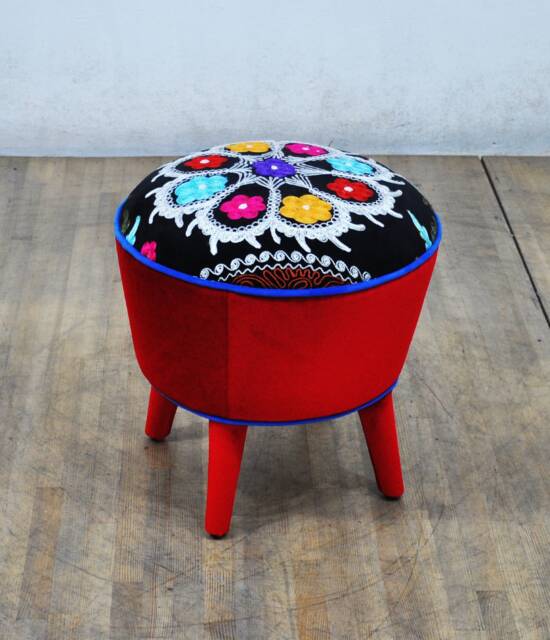 Suzani Pouf - Red Love - image 1