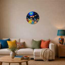 Hand-Painted Stained Glass Dachshund Clock, Whimsical Dog Wall Decor - thumbnail 2