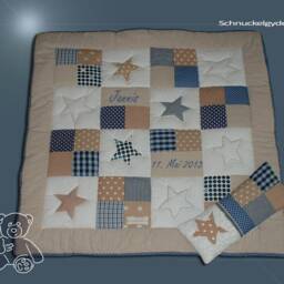 Crab Blanket With Name, Baby + Pillow, Crawl Name Jannis Patchwork Blanket, Personalized - thumbnail 2