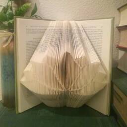 Lotus Flower Folded Book Art Boho Gift Idea Handmade With Floral Theme Zen Studio Decor For Library Or - thumbnail 4