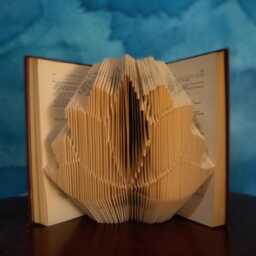 Lotus Flower Folded Book Art Boho Gift Idea Handmade With Floral Theme Zen Studio Decor For Library Or - thumbnail 2