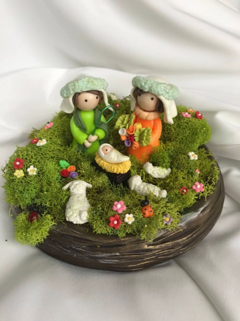 Nativity in The Field With Sheep Cold Porcelain - image 1