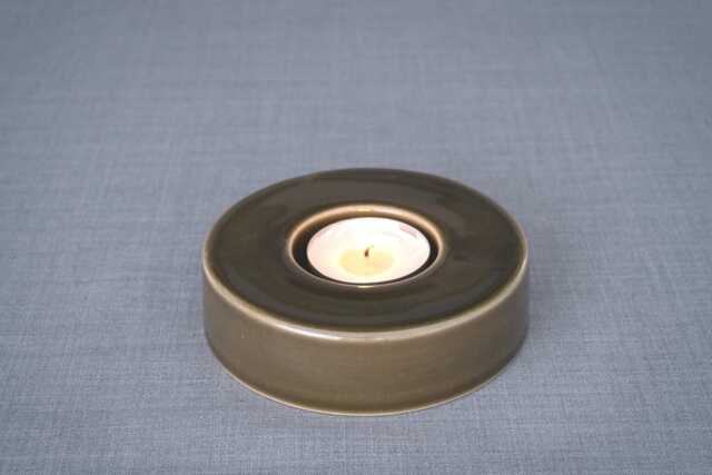 Ceramic Candleholder For Tealight Candle ~ Handmade Pottery Holder Sculptural Decor, Housewarming Gift - Caleo Oily Green - image 1