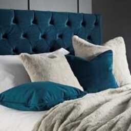 Teal Velvet Cushion Double Sided Feather Filled Pillow - 45 X 45cm - thumbnail 2