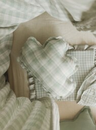 Mint Cloud Pillow Green Checkered Muslin Kids Cushion - thumbnail 1
