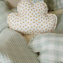 Mint Cloud Pillow Green Checkered Muslin Kids Cushion - thumbnail 4