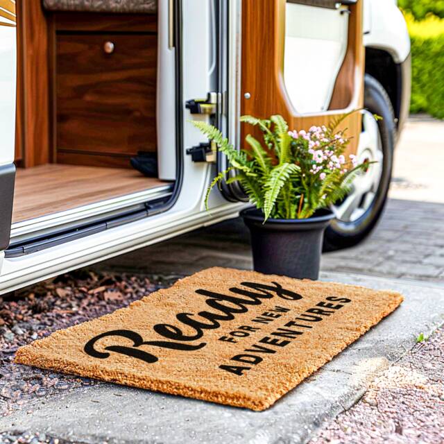 Rv Ready For New Adventures Doormat - Dad Camper Funny Camping Adventure Rug Motorhome Door Mat Welcome Gift - image 1